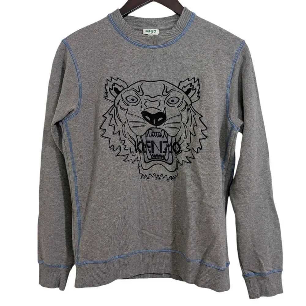 Kenzo Paris Tiger Head Embroidered Sweatshirt - Grey Men's XS